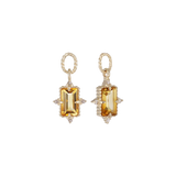 14K EMERALD CUT GEMSTONE HOOP CHARM - DIAMOND ACCENTS