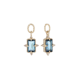 14K EMERALD CUT GEMSTONE HOOP CHARM - DIAMOND ACCENTS
