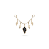 14K GOLD - 22MM CHAIN ATTACHMENT - RHOMBUS TILES - BLACK SPINEL