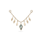 14K GOLD - 32MM CHAIN ATTACHMENT - RHOMBUS TILES - MOSS AGATE