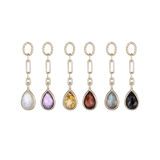 14K GOLD PEAR GEMSTONE LINK CHAIN CHARM