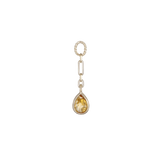 14K GOLD PEAR GEMSTONE LINK CHAIN CHARM