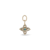 14K GOLD ROSE CUT DIAMOND AND RUBY HOOP CHARM