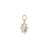 14K EMERALD CUT GEMSTONE HOOP CHARM - DIAMOND ACCENTS