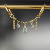 14K GOLD LABRADORITE AND TANZANITE EAR CHAIN