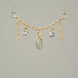 14K GOLD LABRADORITE AND TANZANITE EAR CHAIN