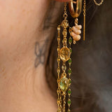 14K GOLD CITRINE AND PERIDOT THREADER