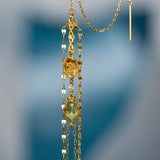 14K GOLD CITRINE AND PERIDOT THREADER
