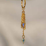 14K GOLD LABRADORITE AND SWISS BLUE TOPAZ CHARM