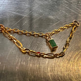 14k GOLD DOUBLE EAR CHAIN - EMERALD BAGUETTE