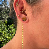14k GOLD EAR THREADER - 5 CHAIN FLORENZIA TILE CHAIN TASSEL