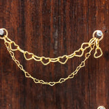 14k GOLD DOUBLE EAR CHAIN - HEART CHAINS
