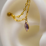 14k GOLD DOUBLE EAR CHAIN - AMETHYST MARQUISE