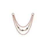 14k GOLD NATURAL GREEN DIAMOND TRIPLE CABLE CHAIN