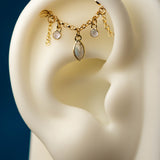 14K GOLD LABRADORITE AND TANZANITE EAR CHAIN