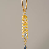 14k GOLD 5 CHAIN CHARM - LIGHT BLUE TOPAZ - BLUE SAPPHIRE