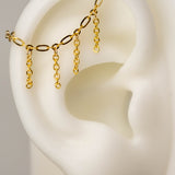 14k GOLD DRAPING EAR CHAIN - LONG AND SHORT CHAIN - 4 CABLE CHAIN DROPS