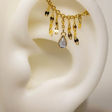 14k GOLD DRAPING EAR CHAIN - TILE CHAINS - TANZANITE