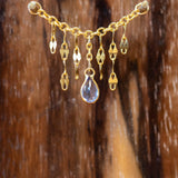 14k GOLD DRAPING EAR CHAIN - TILE CHAINS - TANZANITE