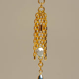 14k GOLD 5 CHAIN CHARM - WHITE TOPAZ - BLUE SAPPHIRE